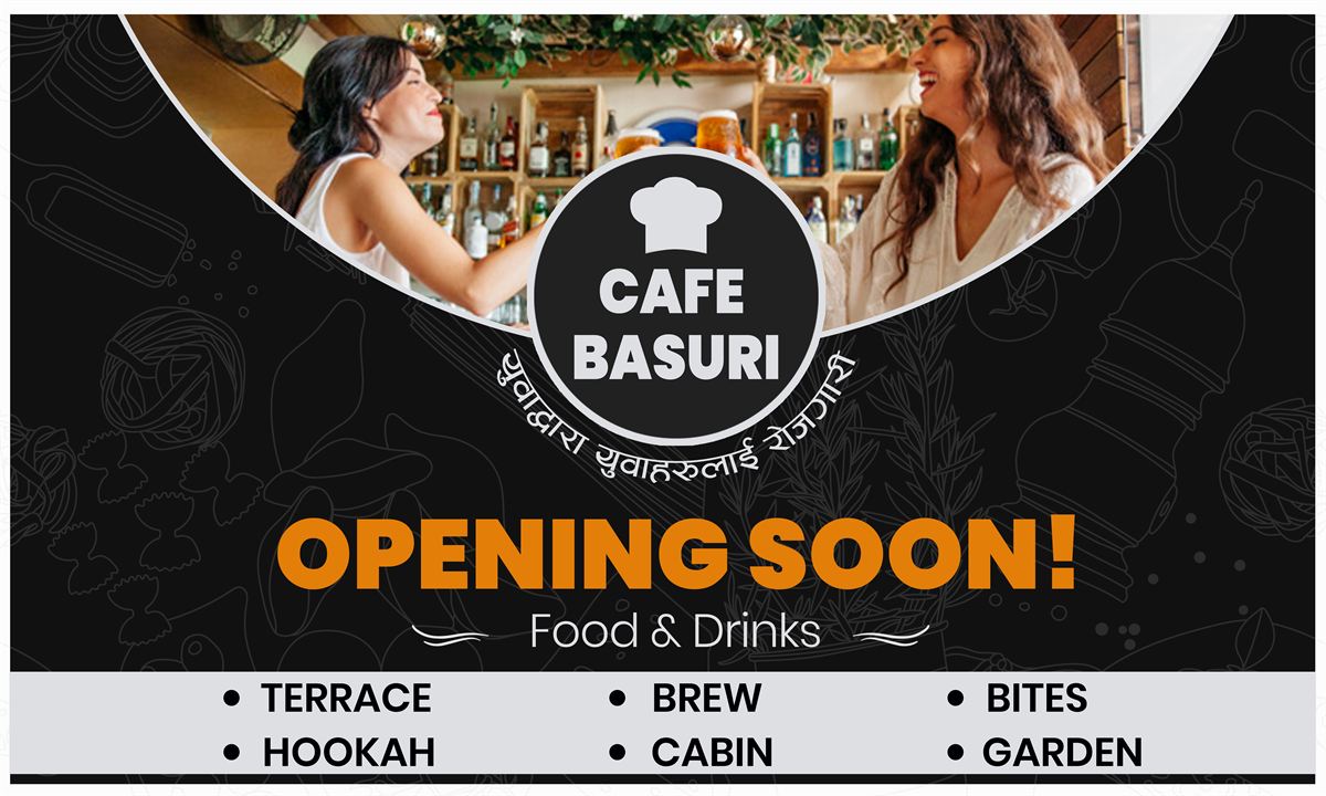Cafe Basuri opening soon promotional post design by Nani Baral